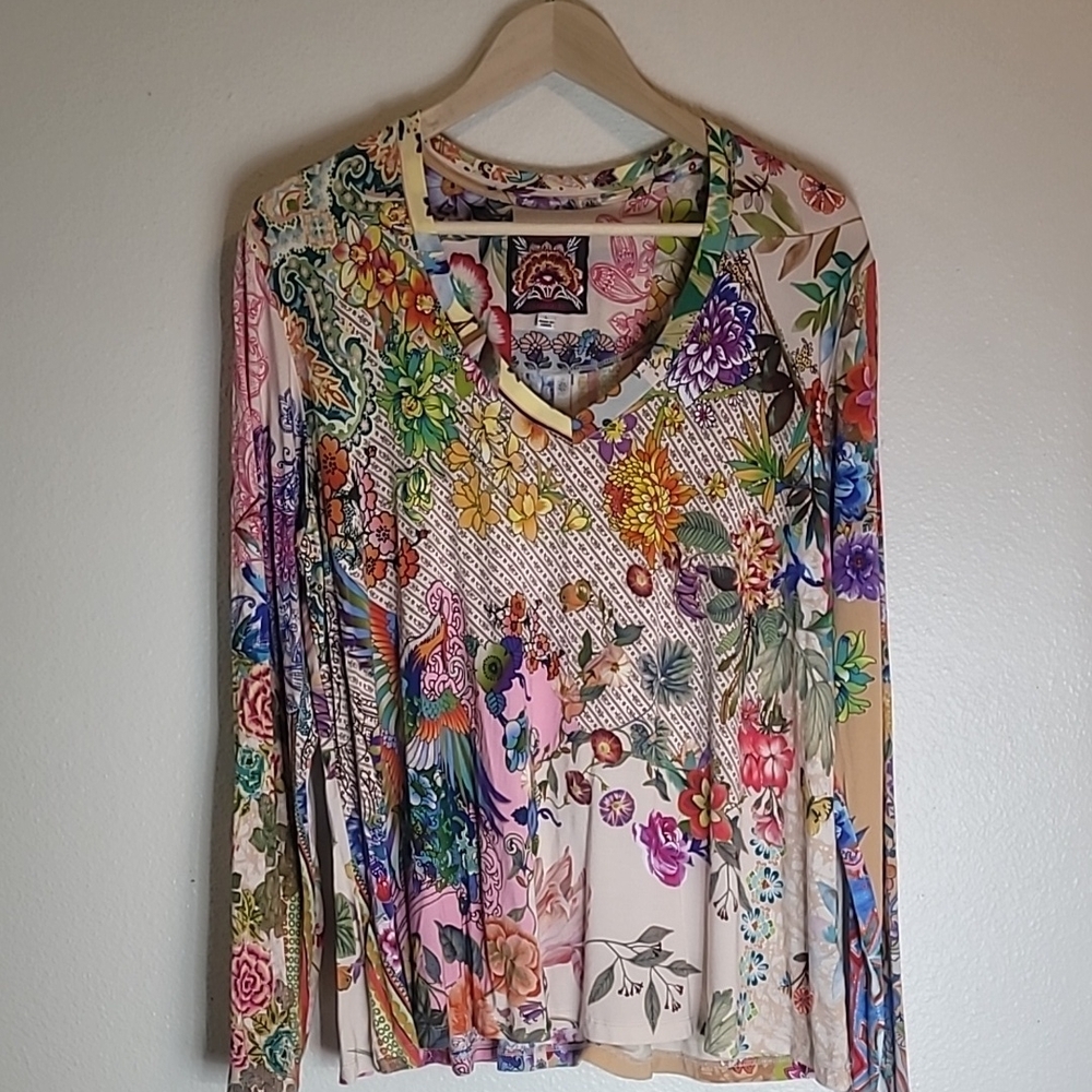 Johnny Was Light Dreamer Multicolor Floral Women's Top